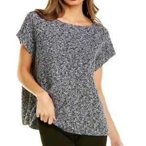 Eileen Fisher Bateau Marled Neck Linen Blend Top size large
